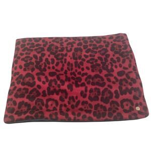 Mali & Lili Clutch Bag Velour Faux Suede Animal Print Pink Black 13x10